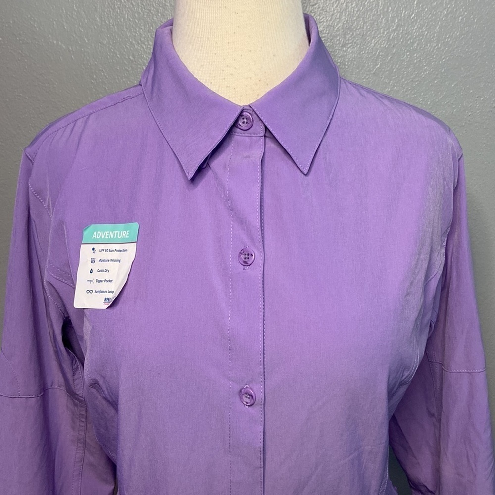 Reel Legends Adventure Long Sleeve Button Front Shirt Purple S - Picture 2 of 6